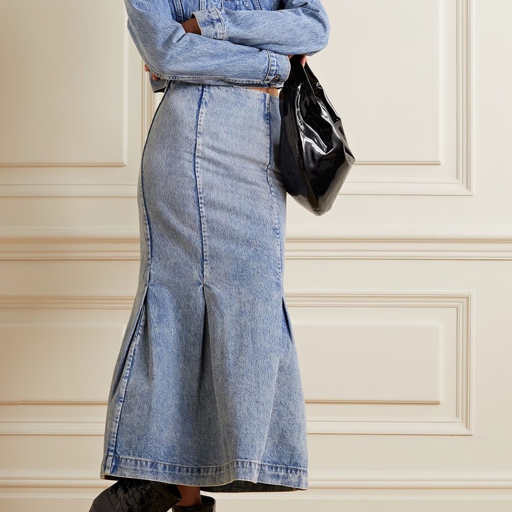 Khaite Levine Blue Denim Maxi Skirt sz 25